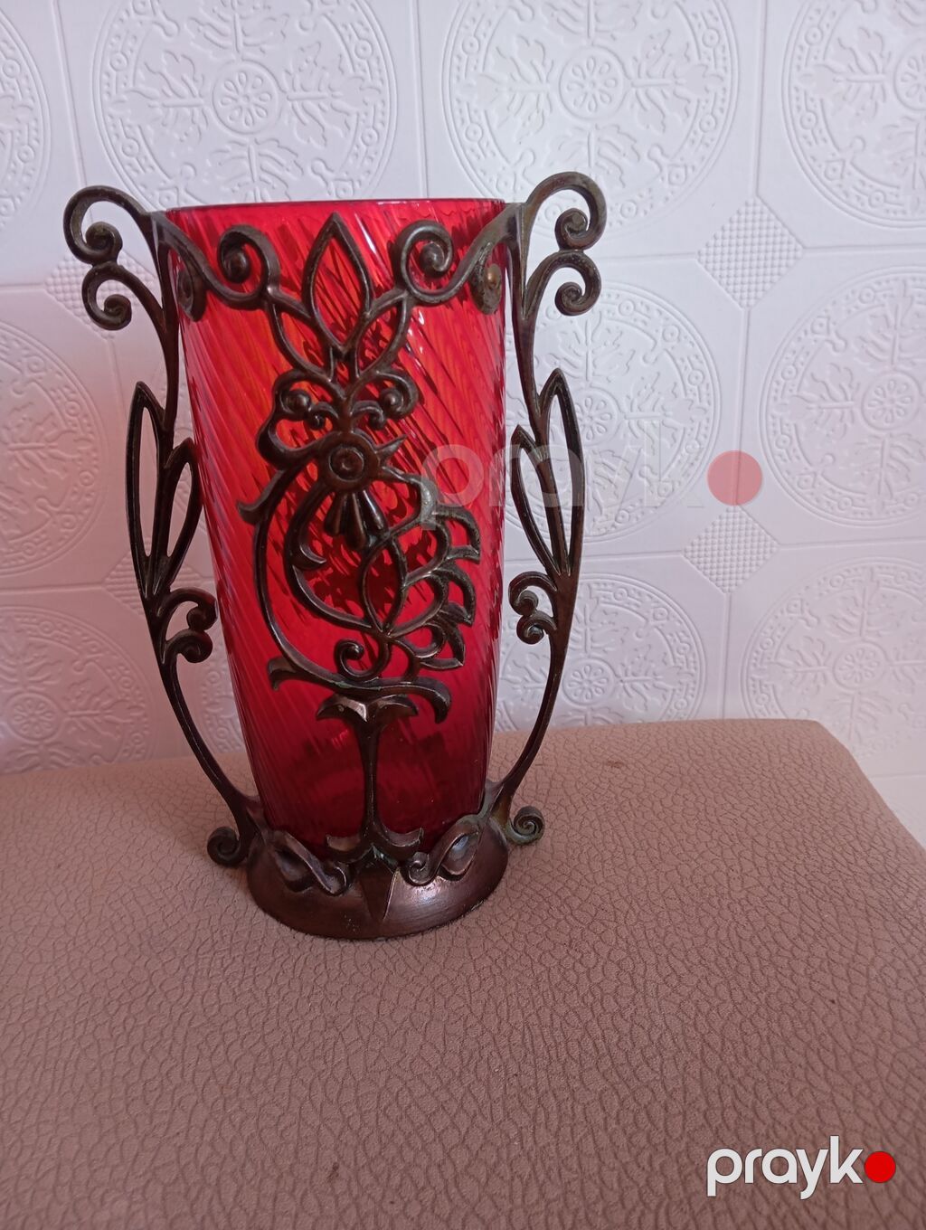 Qırmızı şüşə dekorativ şam qabı/vaza - Material: qalın qırmızı şüşə — Eviniz üçün ətirləri, şamlar və şam tutacaqları, Digah (2)