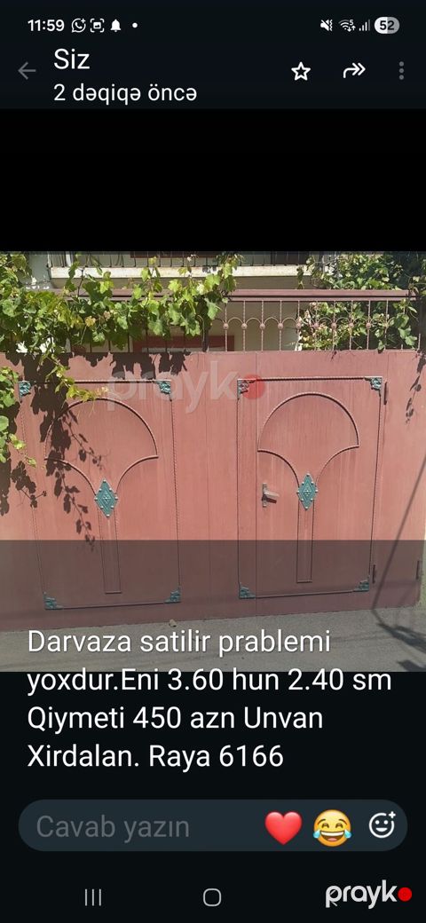 Darvaza satılır. - Material: metal - Rəng: tünd qırmızı-bordo — Sumqayıt