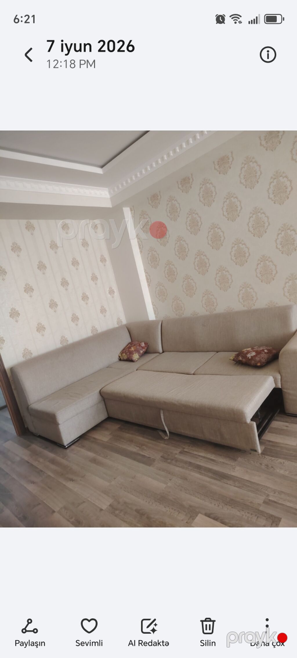 L‑şəkilli künc divanı - Rəng: bej - Material: yumşaq parça üzlük — Divanlər, Masazır (2)