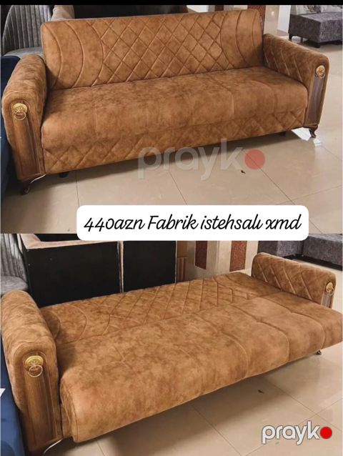 Çevrilə bilən divan – fabrik istehsalı - Rəng: karamell/boz-kəhvə ton — Bakı