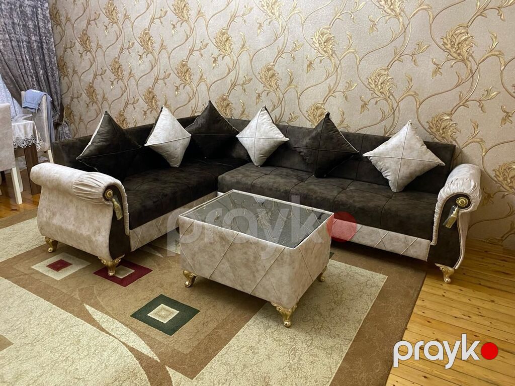 Künc divan dəsti - Klassik-modern dizayn: yumru qolçaqlar, dekorativ — Yumşaq mobilya dəstləri, Bakı (9)