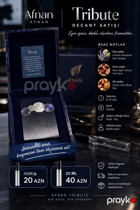 Afnan Tribute – dekant satışı Qoxu profili: - Üst notlar: lavanda — Bakı
