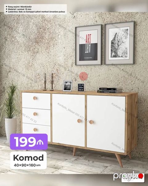 Komod – skandinavi üslubda, funksional saxlanma mebeli Ölçü: 40 90 — Bakı