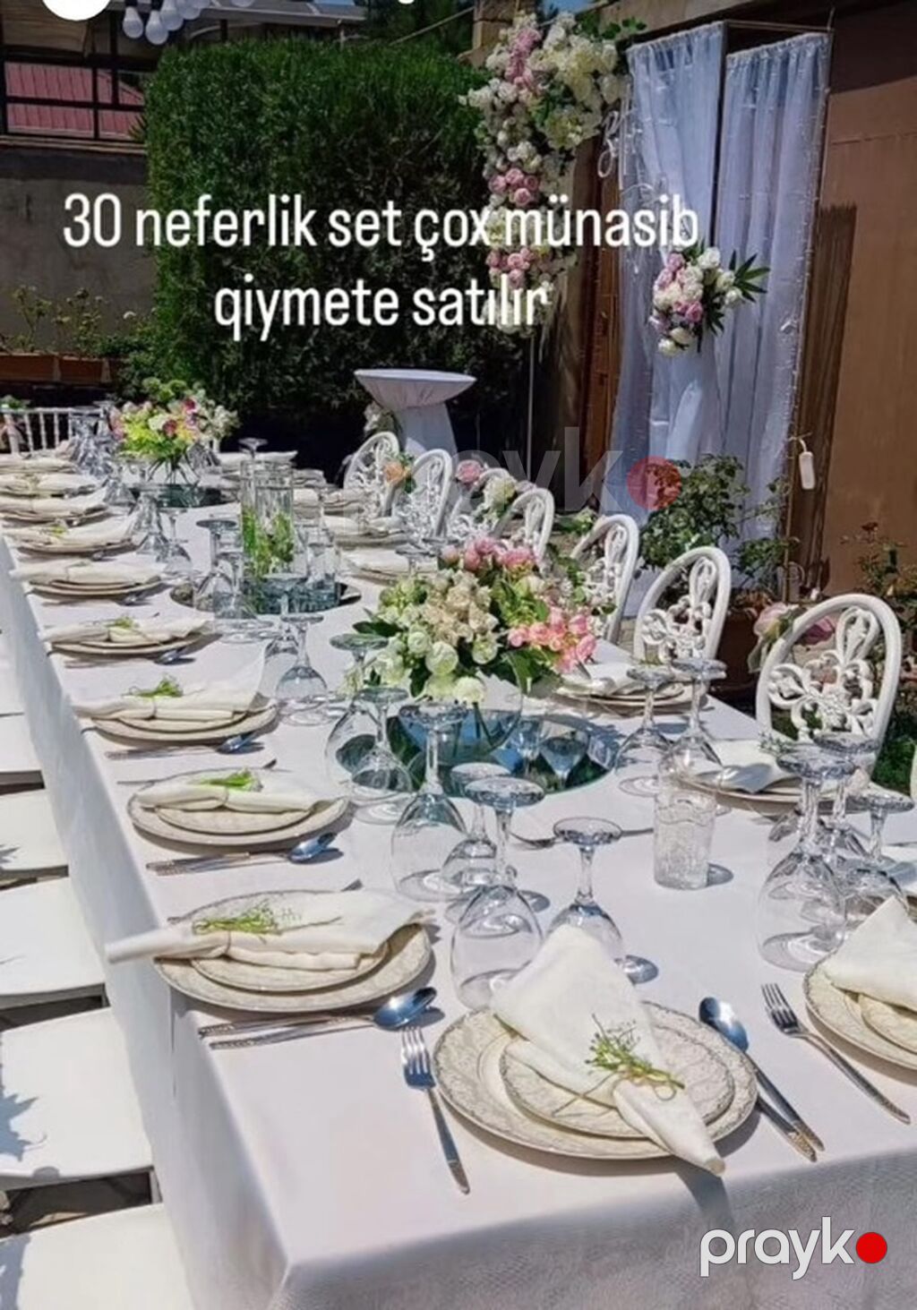 4 ədəd stol 30 ədəd stul 30 ədəd 3 lü boşqab 30 su ve sok bakalı 30 — Dekorasiyalar, Masazır
