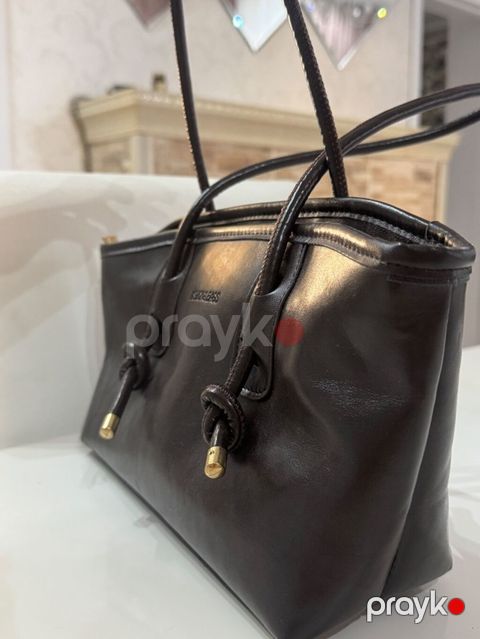 Qadın çantası – tünd qəhvəyi, uzun tutacaqlı tote model - Material — Bakı