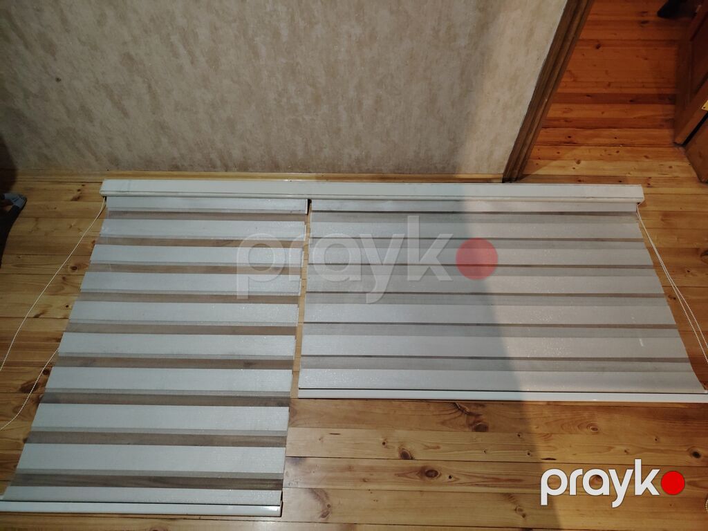 İki ədəd zebra pərdə dəsti - Model: Zebra (ikili qat, günəşlik + tül — Pərdələr, kornişlər, jalüzilər, Bakı