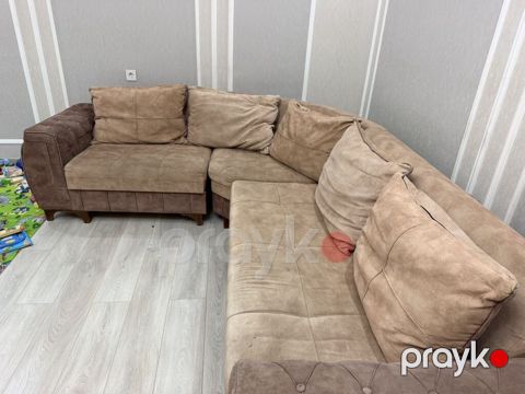 Künc divan – yumşaq toxunuşlu süet/parça kombinasiyalı döşəmə, iki — Bakı