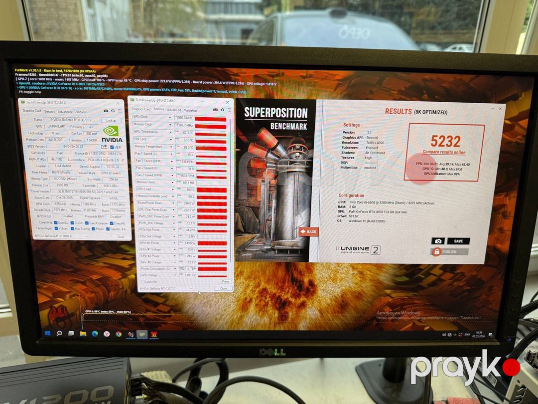 Video kart Palit RTX 3070Ti GameRock 8GB — Kompüterlər və noutbuklar, Bakı (6)