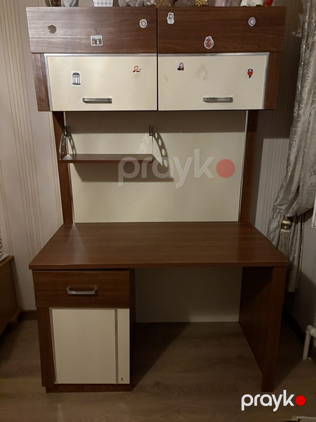 Düz masa, Stulsuz, Polkalı, Siyirməli, Teksturalı laminat — Kompüter masaları və kresloları, Bakı (4)