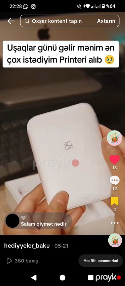 Portativ foto printer - Kompakt ölçü: cibə/sumkaya yerləşən yüngül — Gədəbəy