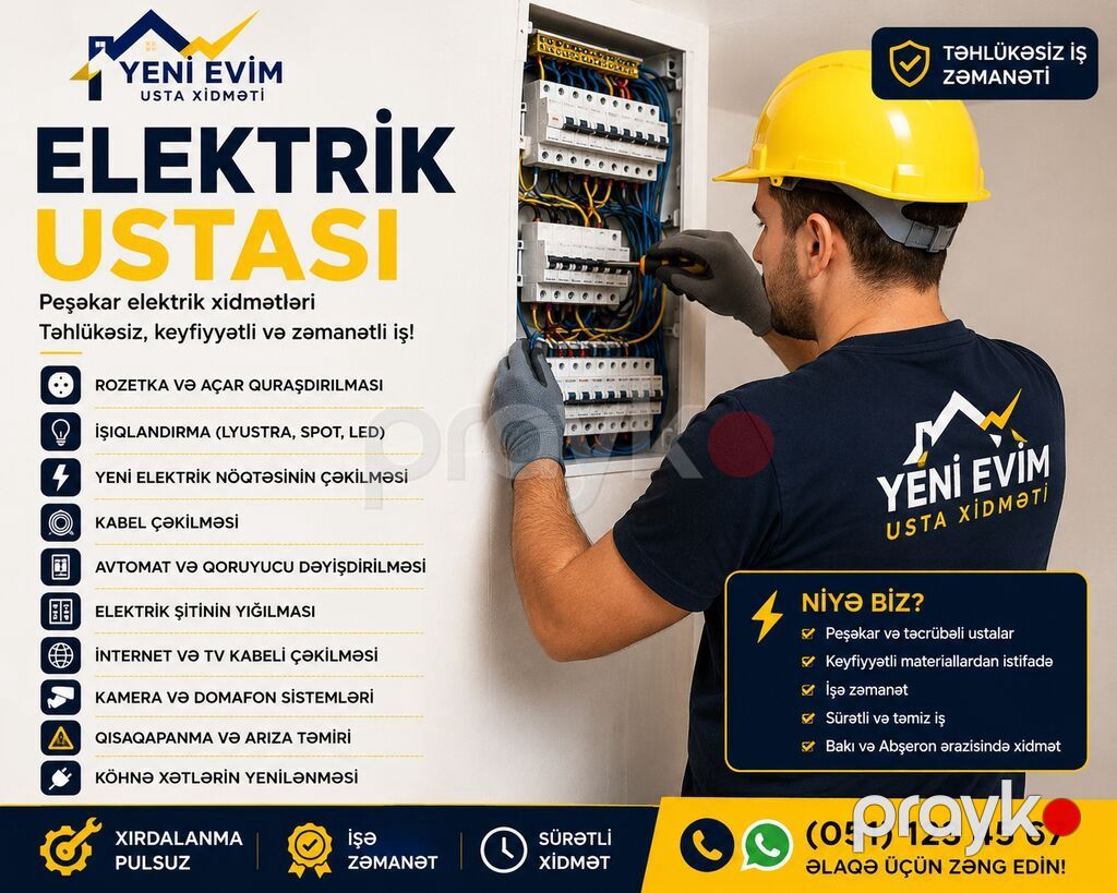 “Yeni Evim Xidmətləri” – Elektrik və Təmir həlləri Elektrik işləri — Elektrikçi xidmətləri, Masazır (9)