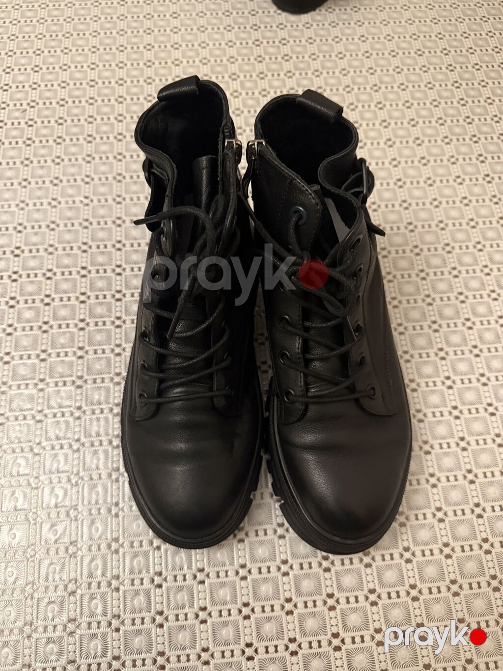 Qara dəri bağcıqlı ayaqqabı/çəkmə - Rəng: tam qara - Material: yumşaq — Botinka, Şəki (3)