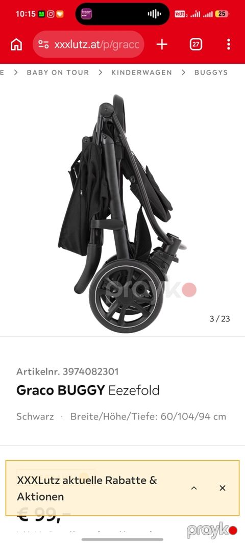 Graco Buggy EezeFold uşaq arabası - Rəng: qara - Ölçülər — Bakı