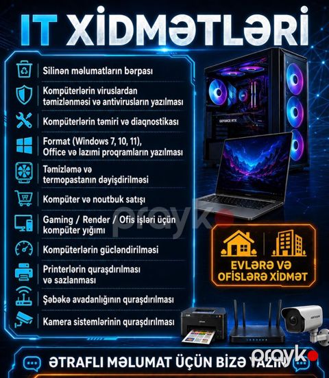 IT Xidmətləri Silinən məlumatların bərpası Kompüterlərin
