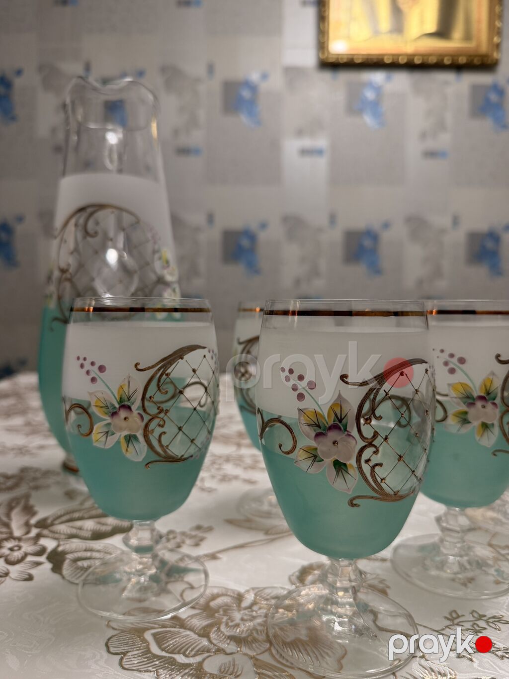 Nahar dəsti, rəng - Yaşıl, Bohemia, 6 nəfərlik — Süfrə qabı, Bakı (6)