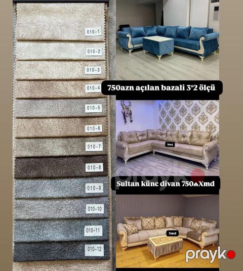 Sultan künc divan dəsti - Model: Sultan künc divan - Ölçü: 3×2 — Bakı