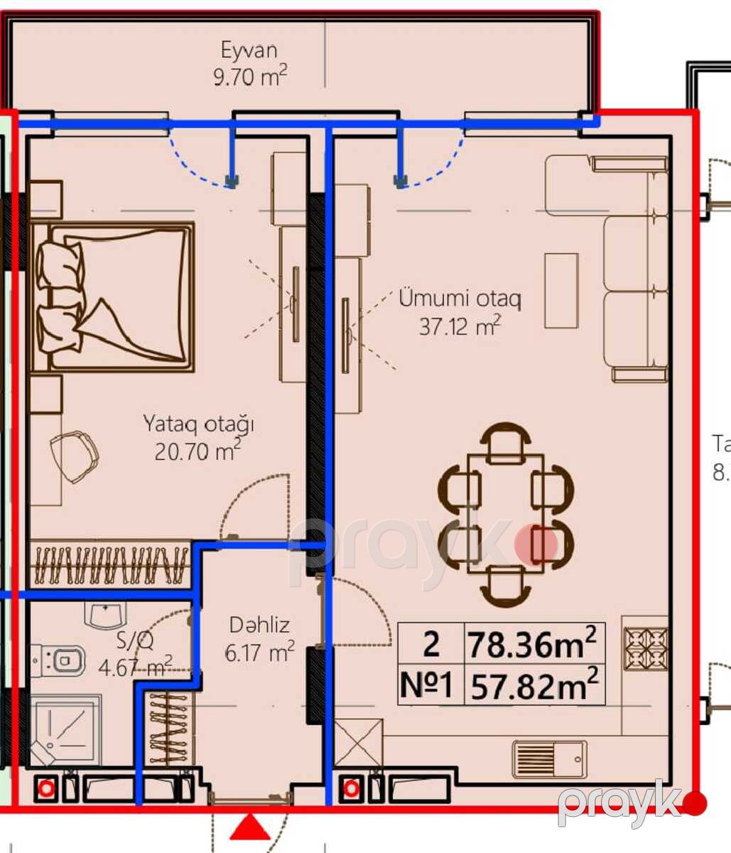 2-otaqlı yeni tikili, Sumqayıt ş., 78 m² — Mənzil, Sumqayıt (4)
