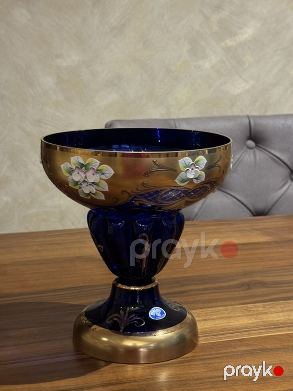Böyük dekorativ qədəh-kasel - Material: qalın, kobalt-mavi şüşə — Süfrə qabı, Bakı (4)