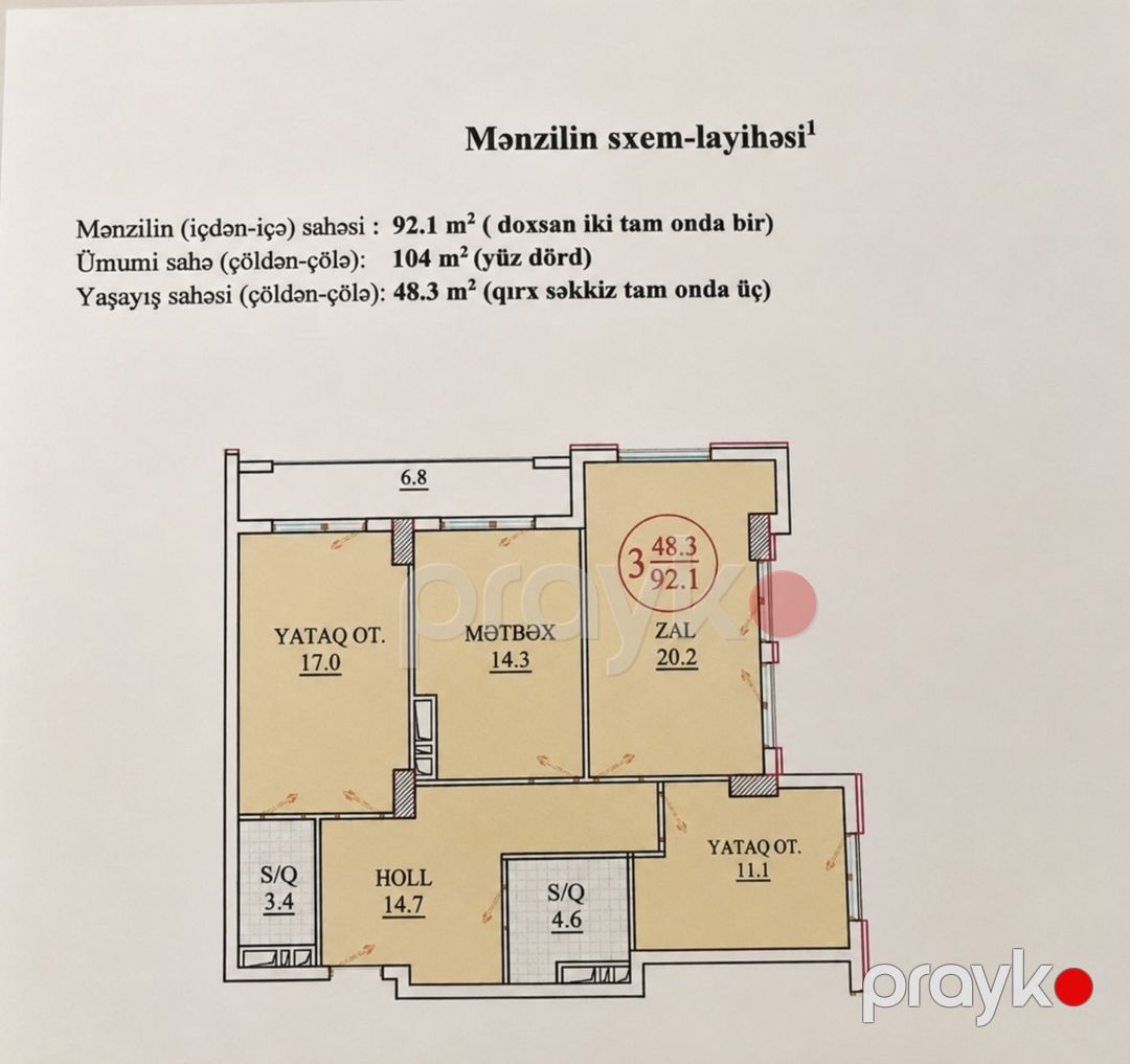 Satılır 3 otaqlı yeni tikili 104 m² — Mənzil, Bakı (3)