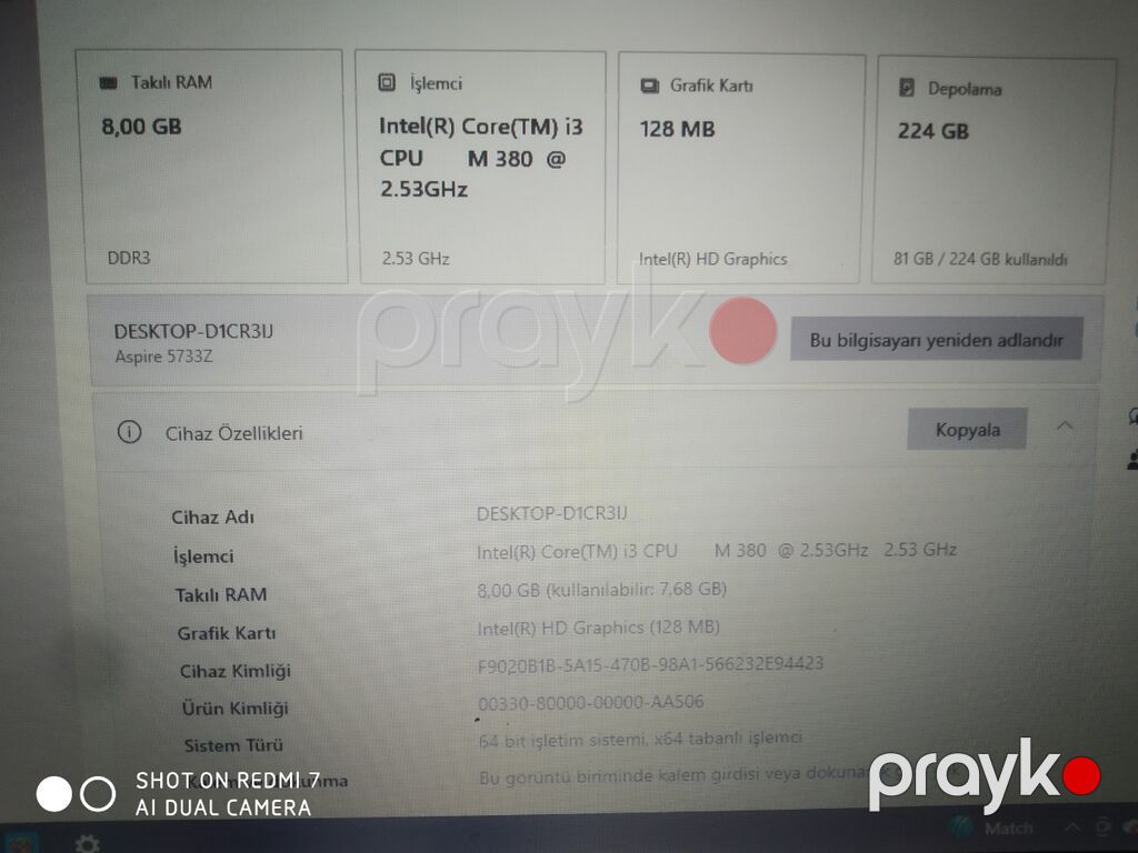 Noutbuk satılır — 200 AZN Prosessor: Intel Core i3 Qrafika — Acer, Digah