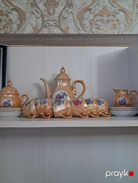 Çay dəsti, rəng - Qızılı, Farfor — Digah