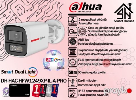 Dahua 2MP WizColor analoq kamerası DH-HAC-HFW1249XP-IL-A — Bakı