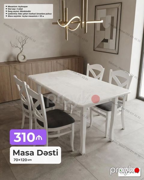 Məhsul: Masa Dəsti – 70×120 sm Xüsusiyyətlər: - Mexanizm: Açılmayan — Bakı