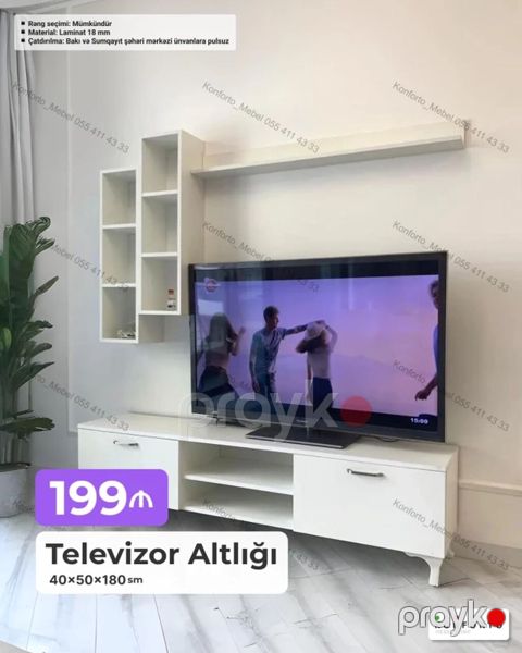 Televizor altlığı və asma rəf-seti Ölçülər: - 40 50 180 sm (alt — Bakı