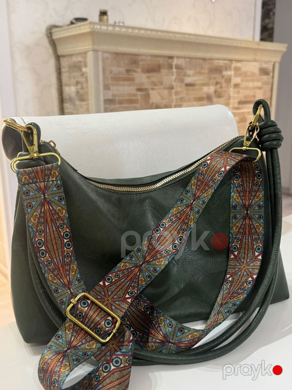 Qadın çantası – tünd yaşıl rəng - Material: yumşaq eko‑dəri - Forma — Çantalar, çamadanlar, cüzdanlar, Bakı (2)