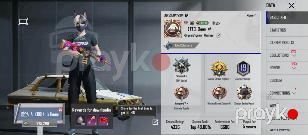 Pubg Mobile oyun hesabı – “Lilac Finesse – Thompson SMG (Lv.3)” — Şəxsi əşyalar, Tərtər (2)