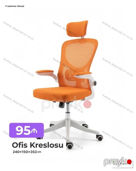 Ofis Kreslosu – narıncı rəng, ağ karkas Xüsusiyyətlər: - Nefesalan — Bakı