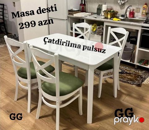 Məhsul: Yemək otağı üçün masa dəsti Tərkibi: - 1 ədəd düzbucaqlı masa — Bakı