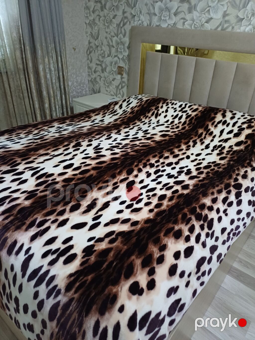 Leopar naxışlı yumşaq örtü/pledd - Dizayn: Qəhvəyi-bej tonlarında — Örtüklər və çarşavlar, Bakı (2)