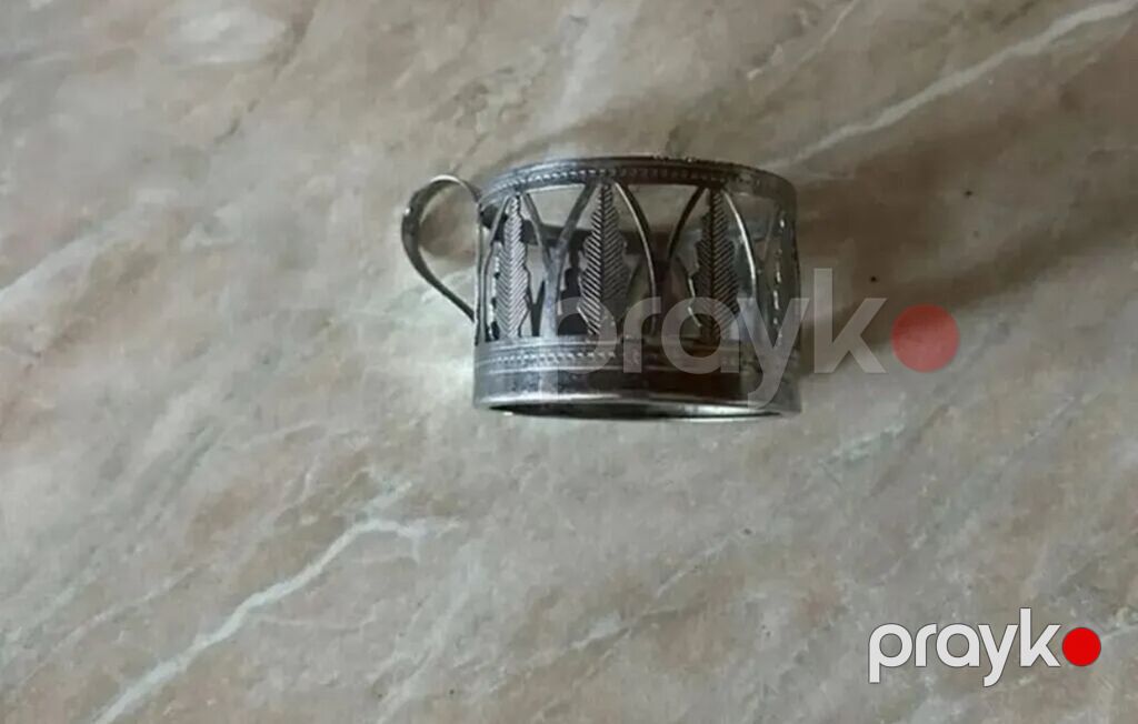 Metall fincanaltı (stəkanaltı) – tutacaqlı - Material: metal ərintisi — Süfrə sərvisin üçün əşyalar, Bakı