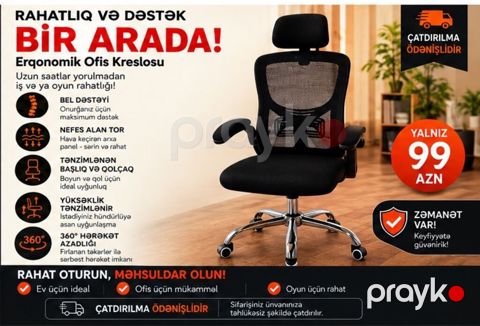 Erqonomik Ofis Kreslosu – rahatlıq və dəstək bir arada Todan 65 AZN — Bakı