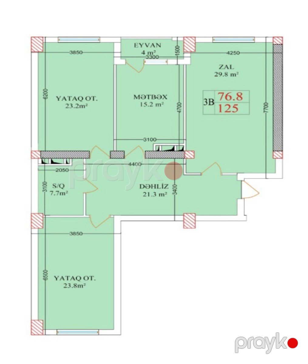 Satılır 3 otaqlı yeni tikili 125 m² — Mənzil, Bakı (5)