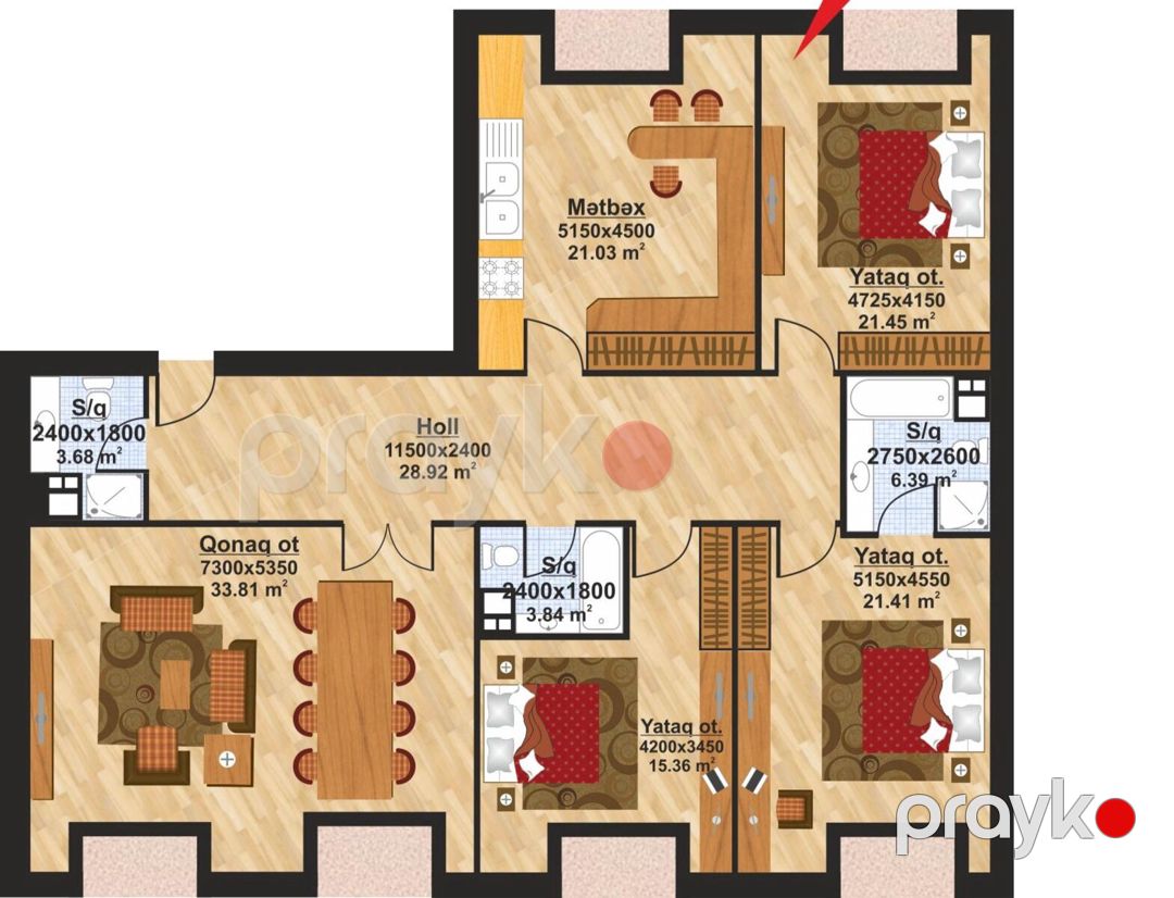 Satılır 4 otaqlı yeni tikili 180 m² — Mənzil, Bakı (2)