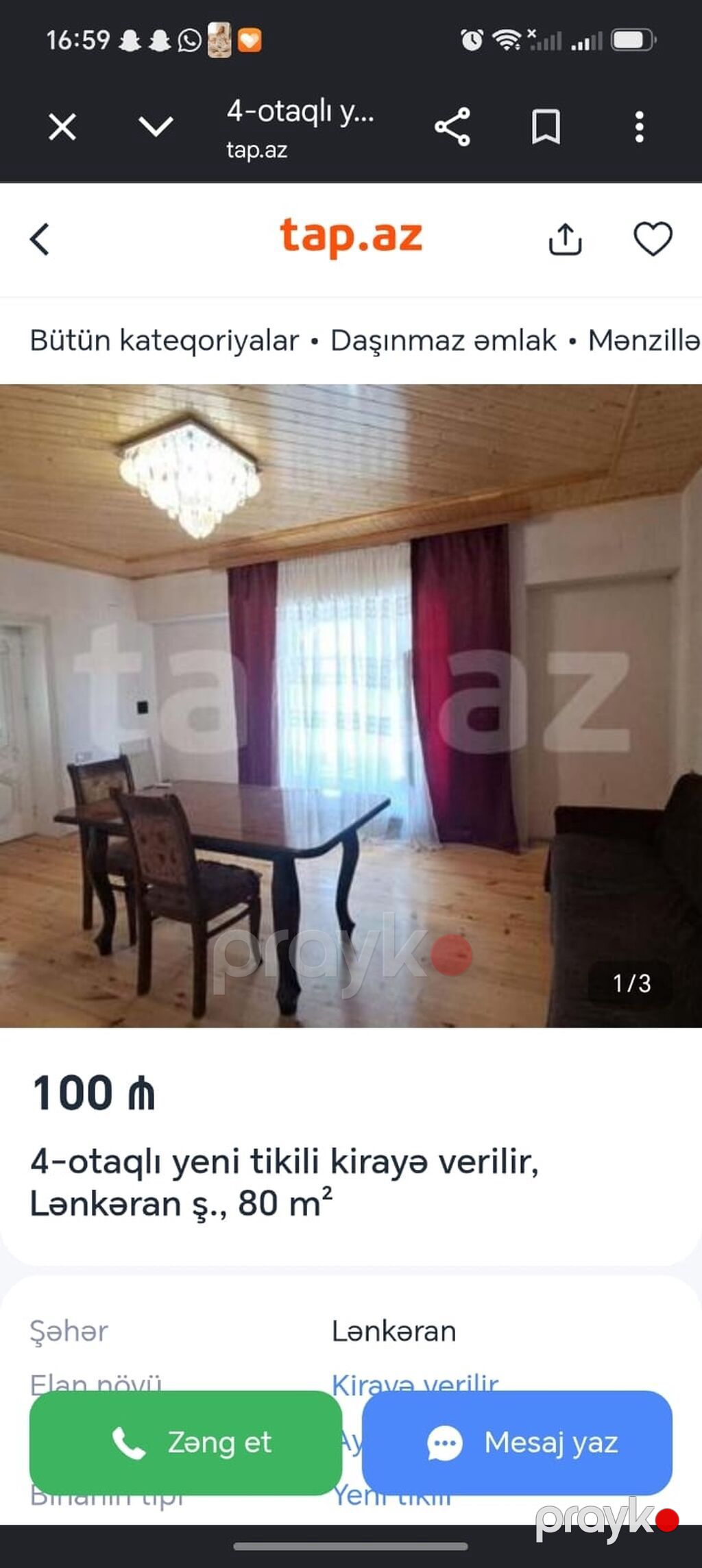 Kirayə verilir: Lənkəran şəhərində 4 otaqlı yeni tikili, 80 m² — Mənzil, Lənkəran (3)