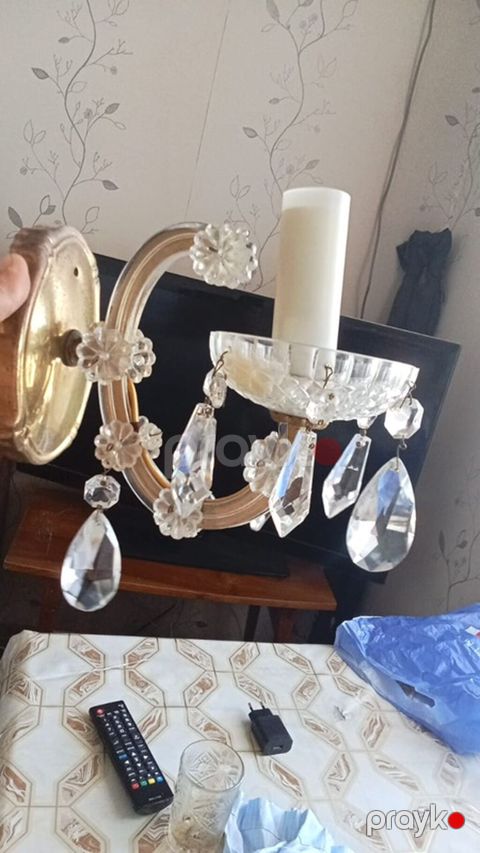 Divar aplikası – klassik kristal dizayn - Təkqollu divar lampası — Bakı