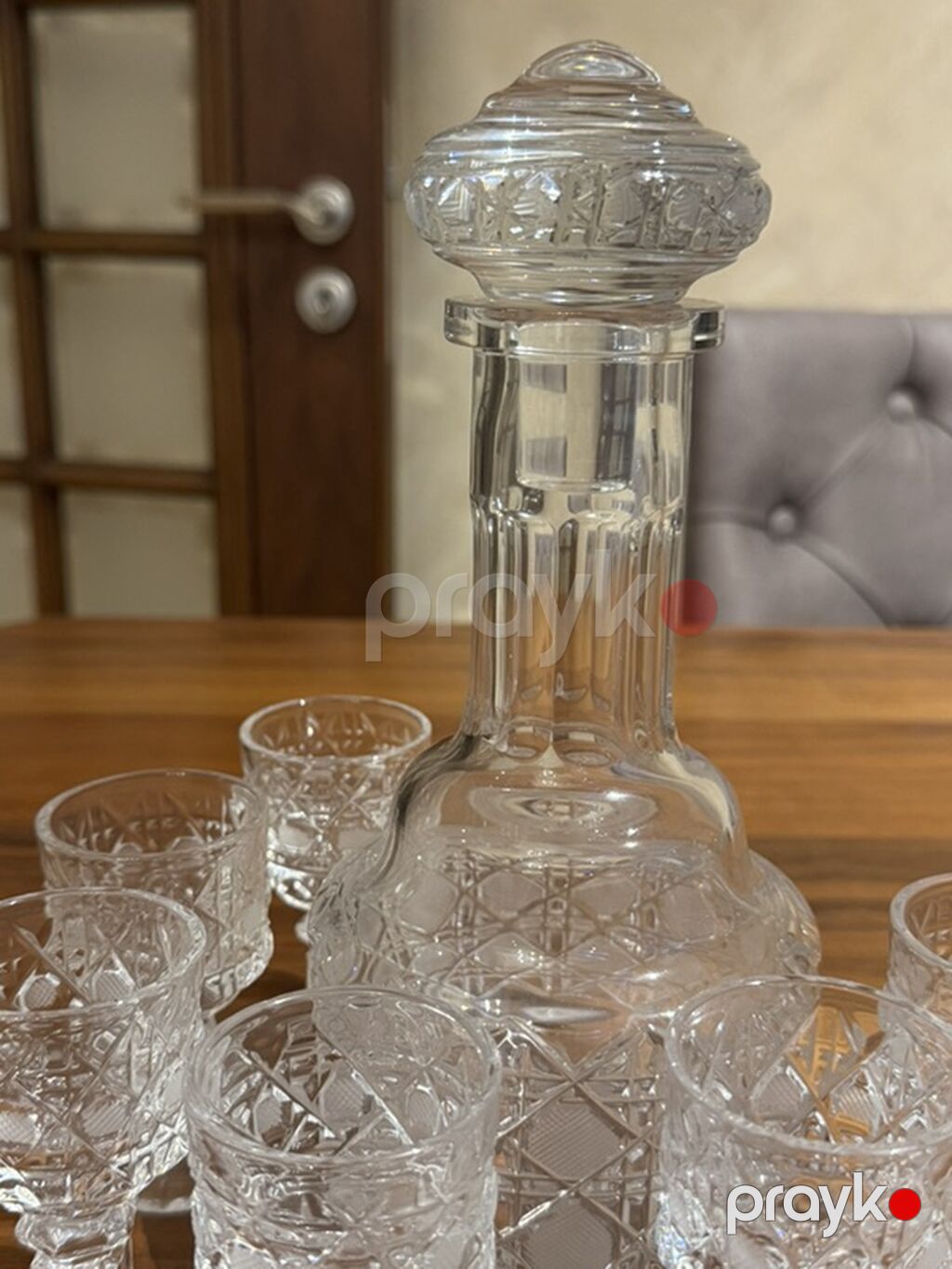 Kristal qrafin və bakal dəsti - Material: qalın, şəffaf kəsimli — Süfrə qabı, Bakı (9)