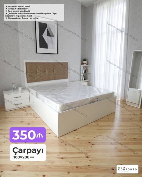 Çarpayı – 160×200 sm Mexanizm: açılan, bazalı (yüksələn mexanizm — Баку