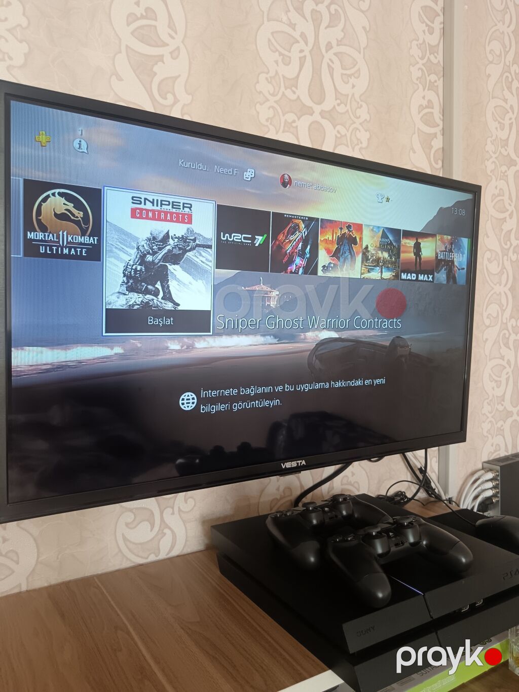 Sony PlayStation 4 (PS4) – Fat model, qara rəng Komplekt: - PS4 — Oyun konsolları, Şəmkir (2)