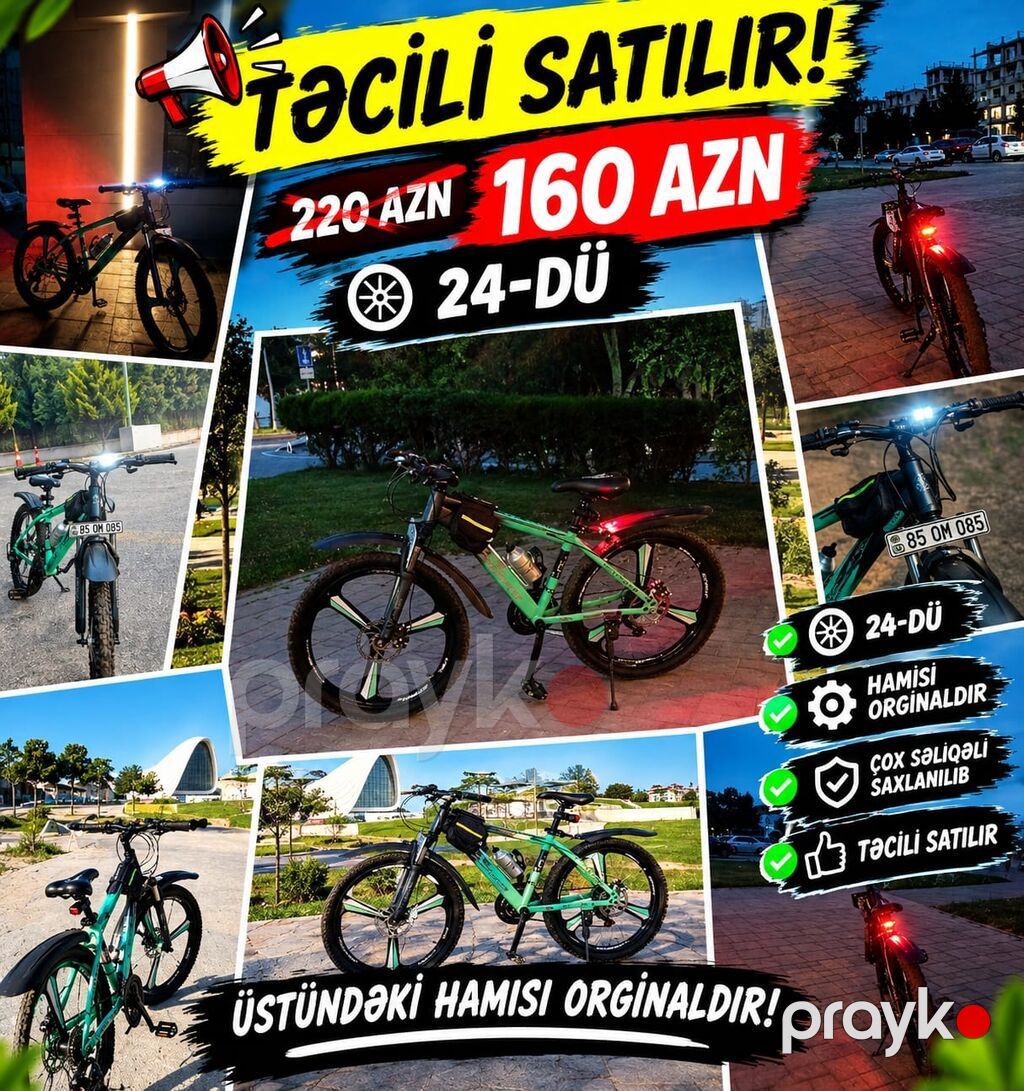 satılır – 24‑düymlük dağ velosipedi - Ölçü: 24 düymlük — Dağ velosipedləri, Bakı