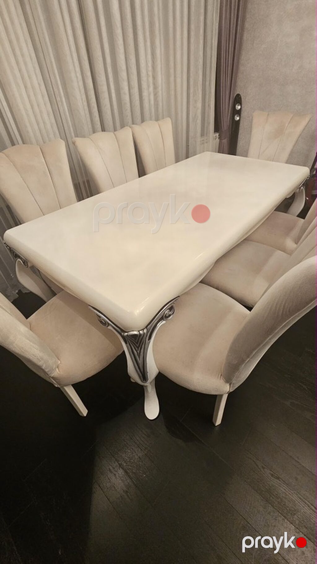 Qonaq otağı üçün, İşlənmiş, Açılmayan, Oval masa, 8 stul — Masalar və stullar, Bakı (5)