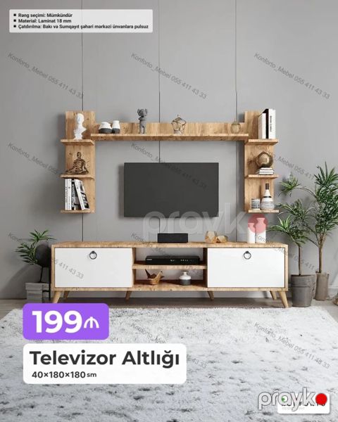 Televizor Altlığı – 40×180×180 sm - Material: 18 mm laminat - Rəng — Bakı