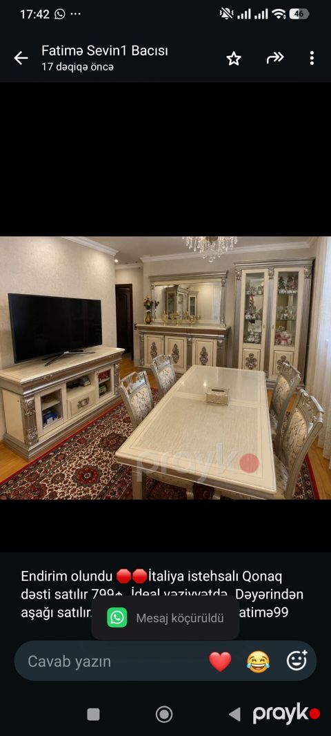 Endirim olundu İtaliya istehsalı Qonaq dəsti satılır 799₼. İdeal — Bakı