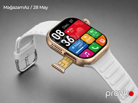 Telzeal TC42 Gold 46mm AMOLED Smart Saat — Bakı