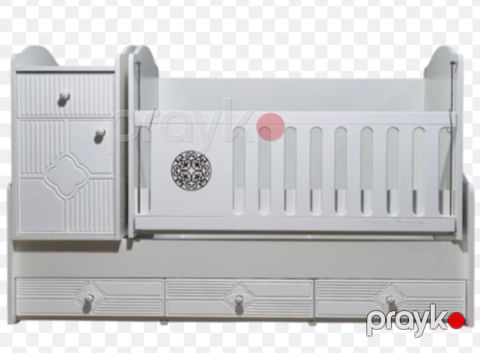 Uşaq beşiyi və komodlu modul sistem - Rəng: ağ - Material: ağac — Bakı