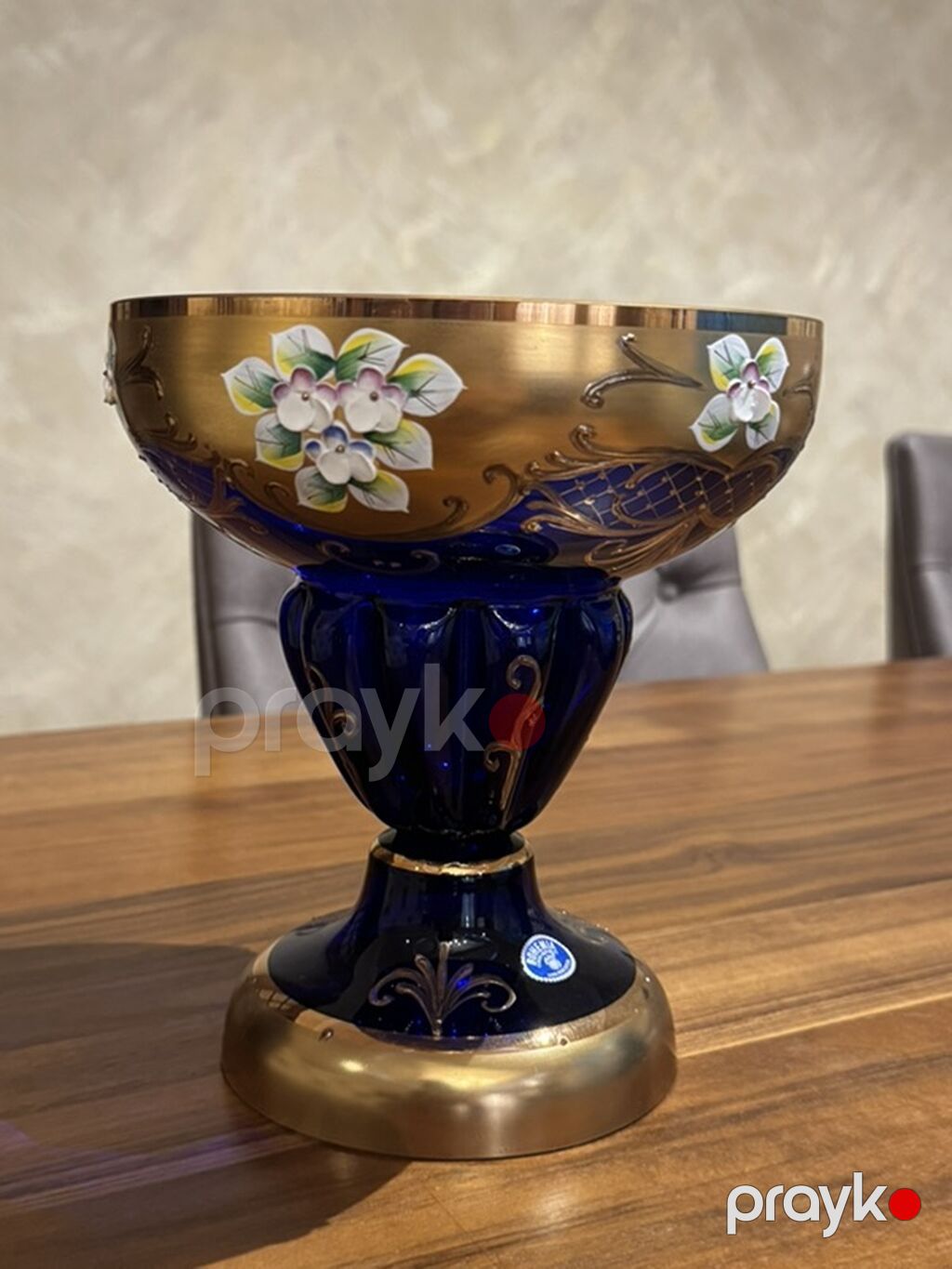 Böyük dekorativ qədəh-kasel - Material: qalın, kobalt-mavi şüşə — Süfrə qabı, Bakı (2)