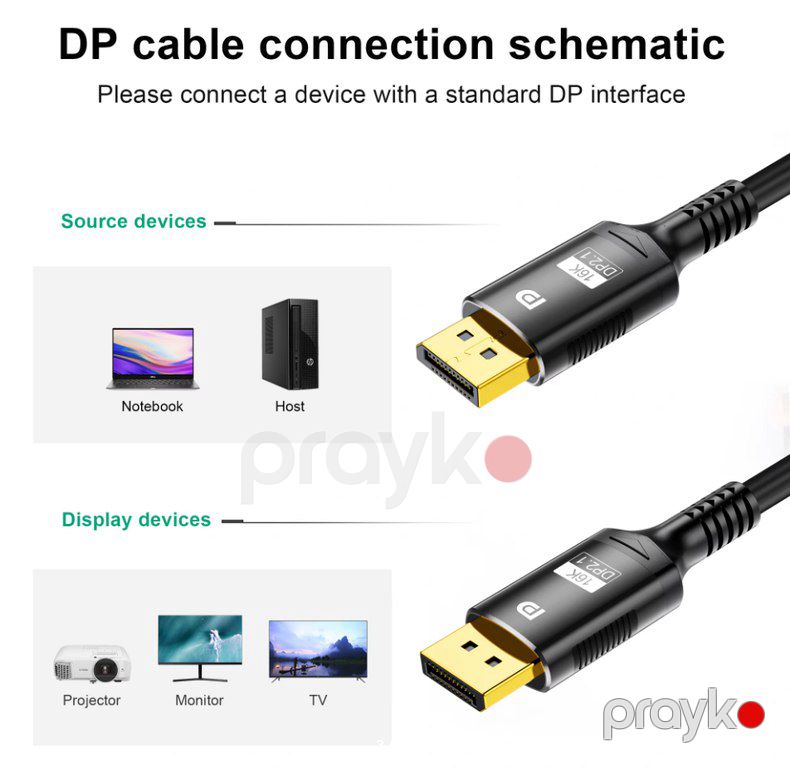 Kabel 3M "DP to DP 2.1 16K 60hz 80Gbps" — Periferik cihazlar, Bakı (2)